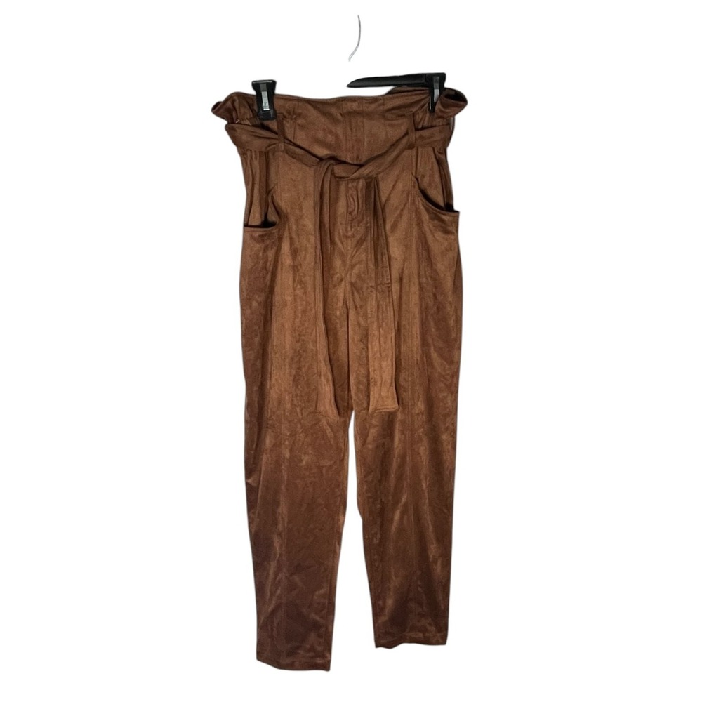 Blank NYC NWT Women's Elastic Waist Brown Faux Suede/Velvet 30 M